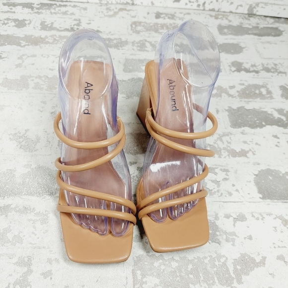 New Abound Austry Tan Mocha Tubular Strappy Heeled Sandal i441 - Picture 4 of 12